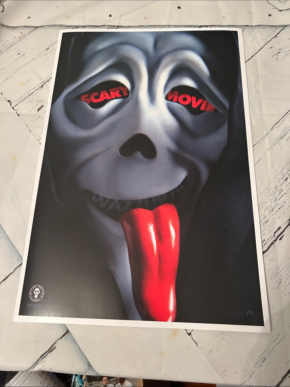 Scary Movie Red-Tongue Horror Art Poster